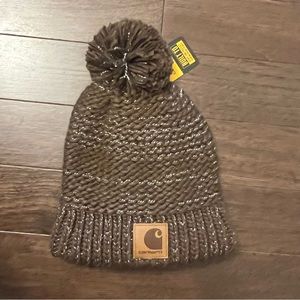 Carhartt Rib Knit Sherpa Lined Pom Pom Beanie